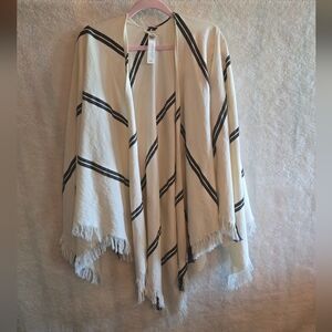 Eileen Fisher Striped White and Black Poncho